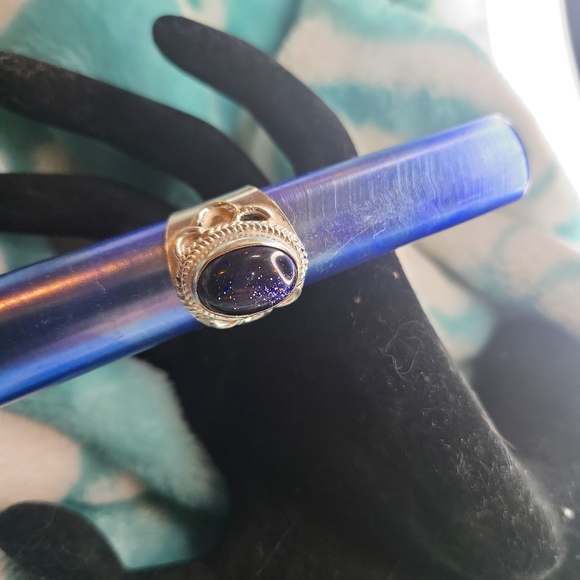 Sterling silver Blue Goldstone Palm Stone - Picture 1 of 2